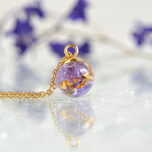 Necklace with Purple Flower and Letter