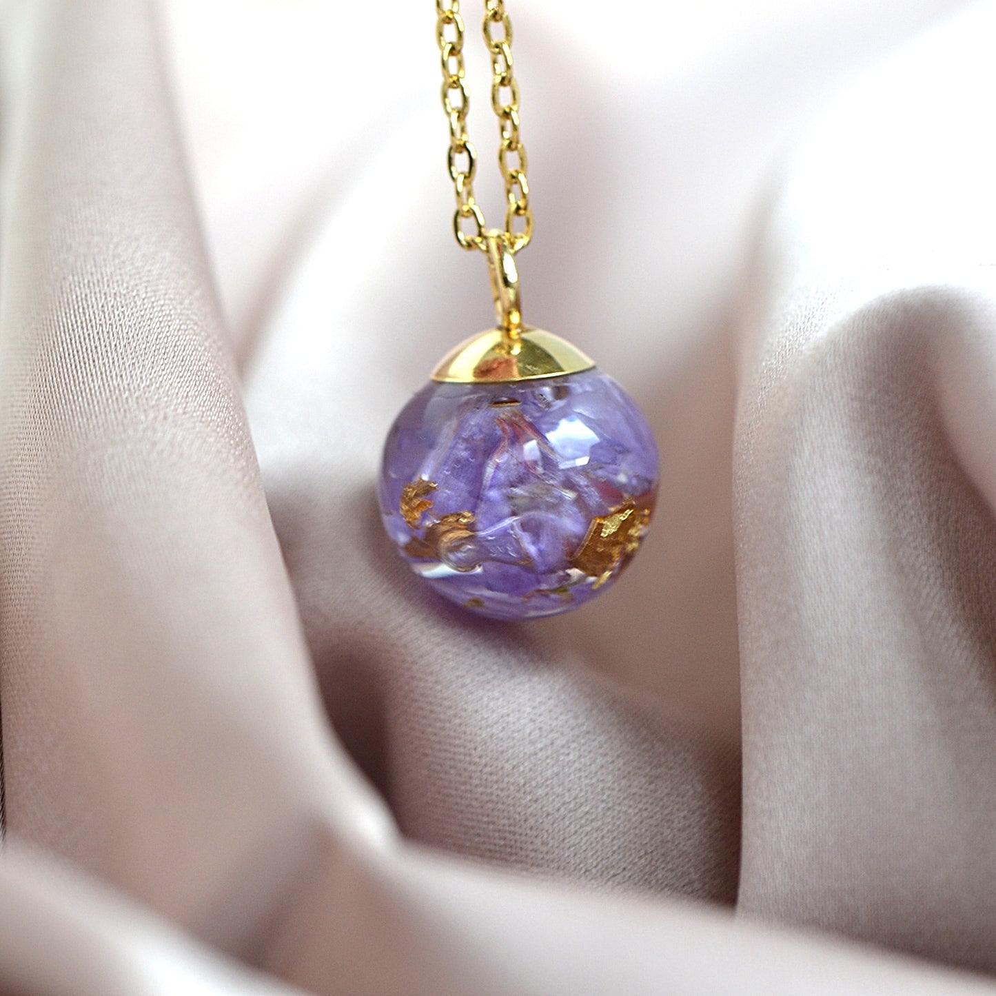 Necklace with Purple Flower and Letter