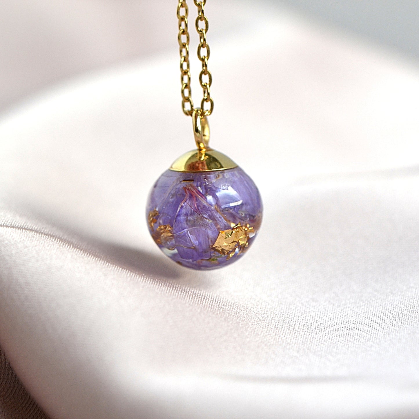 Necklace with Purple Flower and Letter