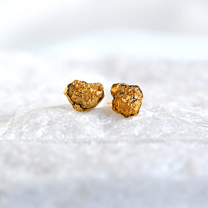 Vergoldete Pyrit-Ohrstecker