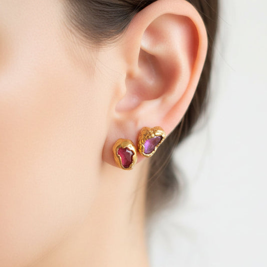 Kolczyki Sztyfty Opal Różowy