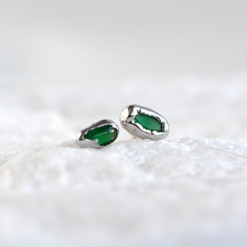 Kolczyki Sztyfty Opal Zielony