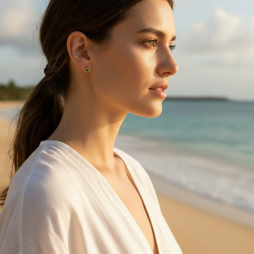 Kolczyki Sztyfty Opal Zielony