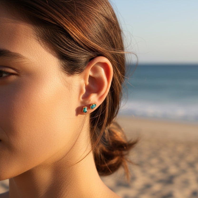 Kolczyki Sztyfty Amazonit