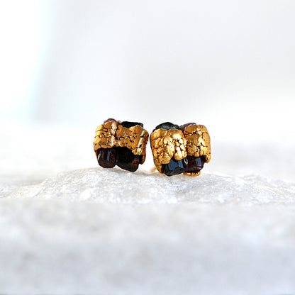 Pink and Green Tourmaline Stud Earrings