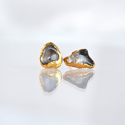 Kolczyki Sztyfty Kwarc Dymny