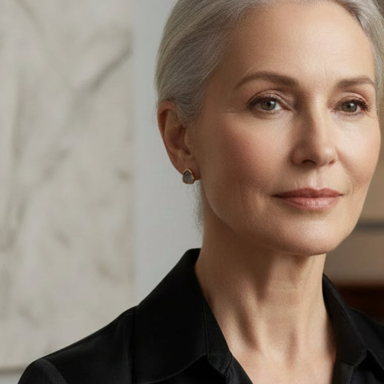 Kolczyki Sztyfty Kwarc Dymny