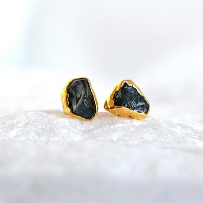 Kolczyki Sztyfty Czarny Turmalin