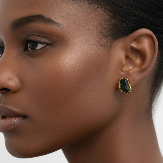 Kolczyki Sztyfty Czarny Turmalin