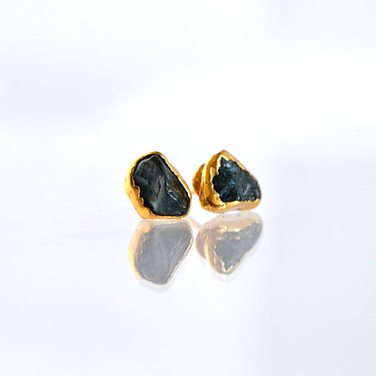 Kolczyki Sztyfty Czarny Turmalin